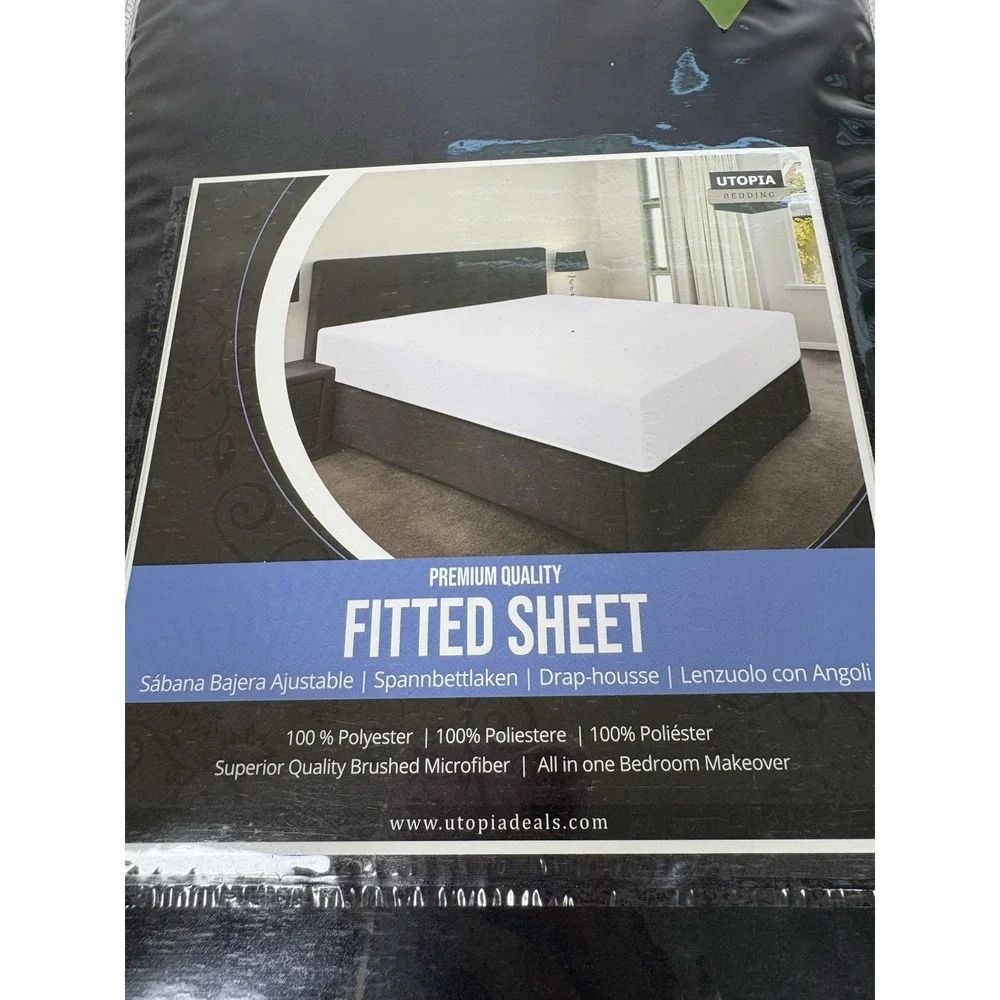 Utopia Bedding Twin Fitted Sheet Black Microfiber Soft Wrinkle Resistant
